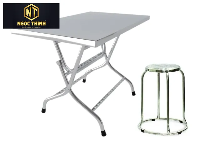BỘ BÀN ĂN INOX CÓ GHẾ ĐÔN TIỆN LỢI